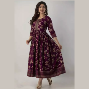 New Krishna Anarkali Wine Color